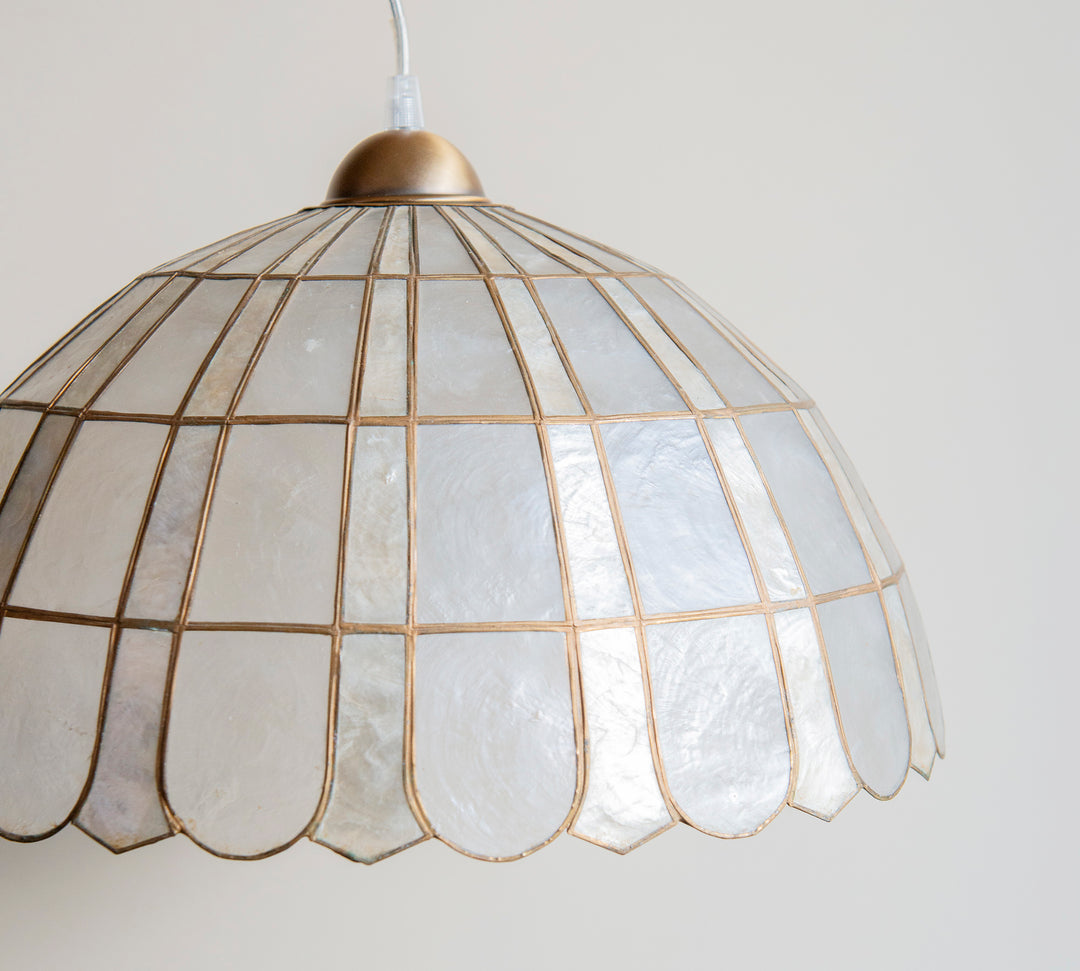 Capiz Shell Pendant Lamp, 1970s Design