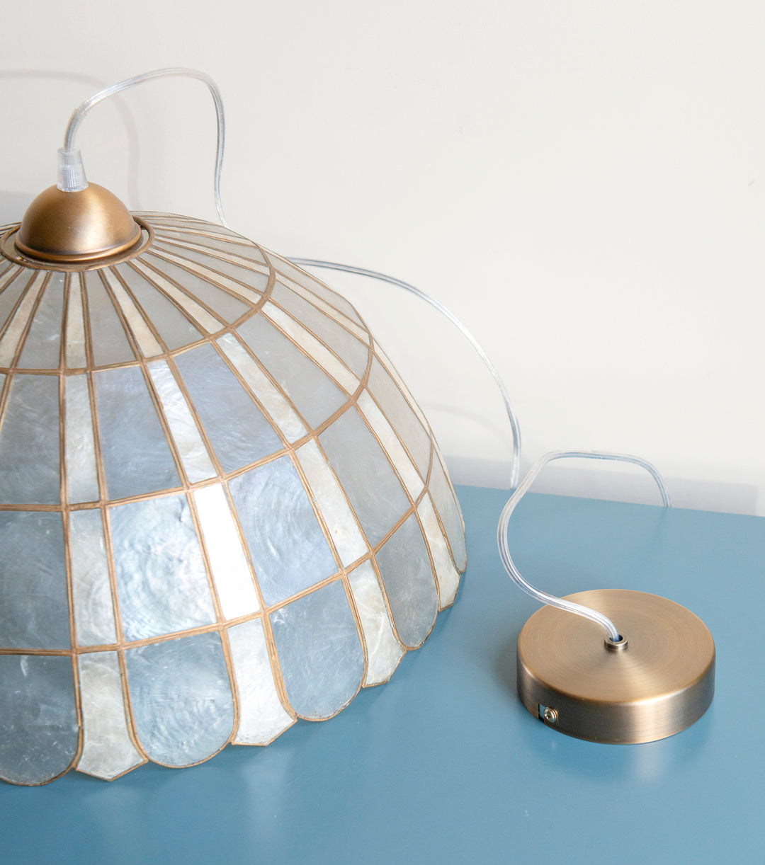 Capiz Shell Pendant Lamp, 1970s Design