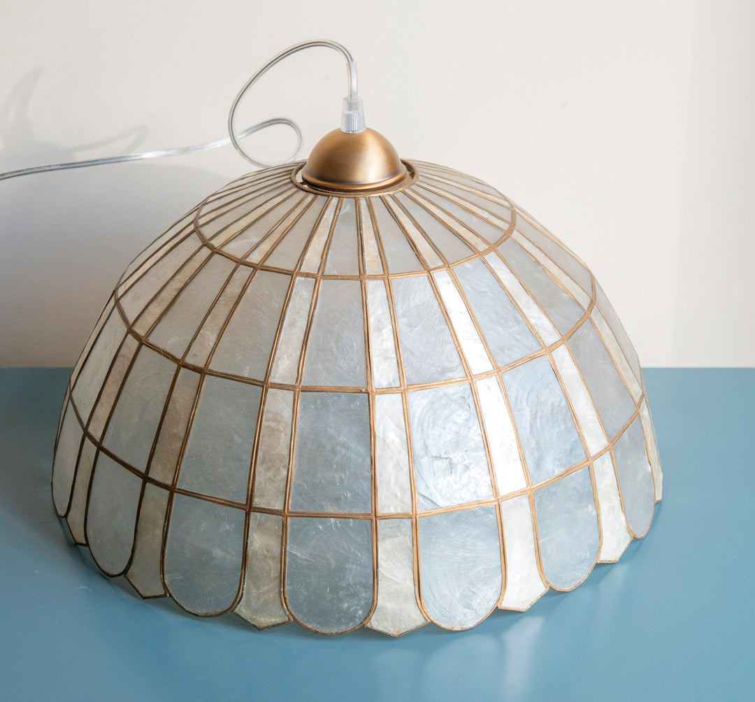 Capiz Shell Pendant Lamp, 1970s Design