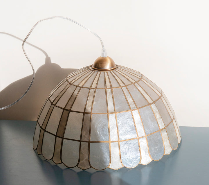 Capiz Shell Pendant Lamp, 1970s Design