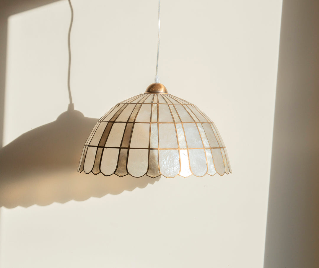 Capiz Shell Pendant Lamp, 1970s Design