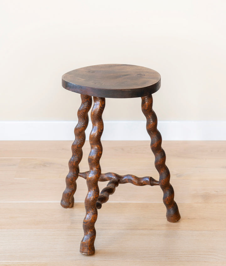 Round French Barley Twist Milking Stool, 1930s