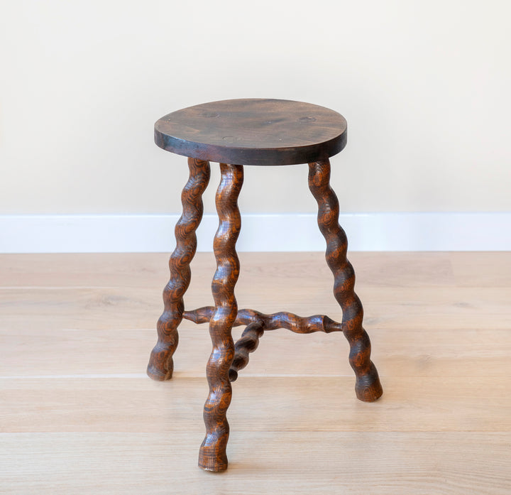 Round French Barley Twist Milking Stool, 1930s