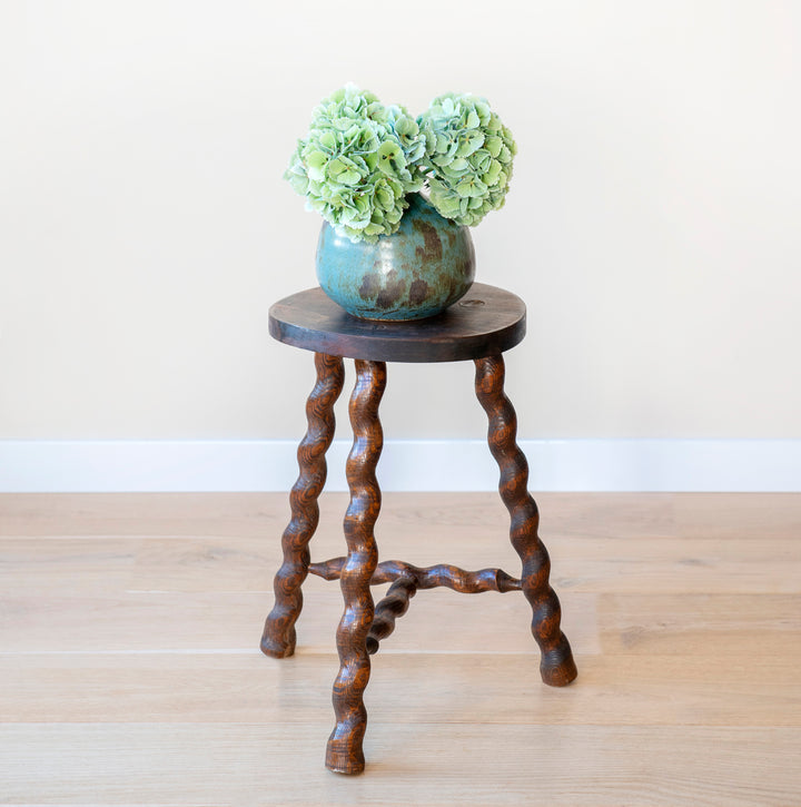 Round French Barley Twist Milking Stool, 1930s