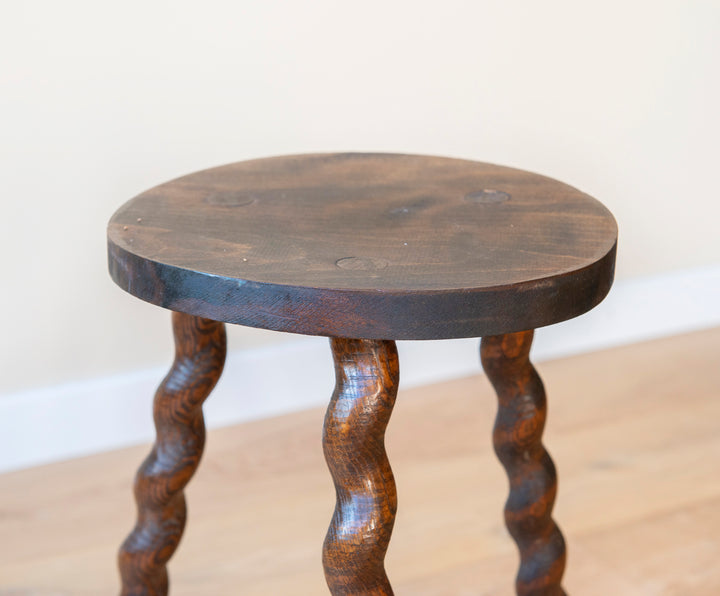 Round French Barley Twist Milking Stool, 1930s