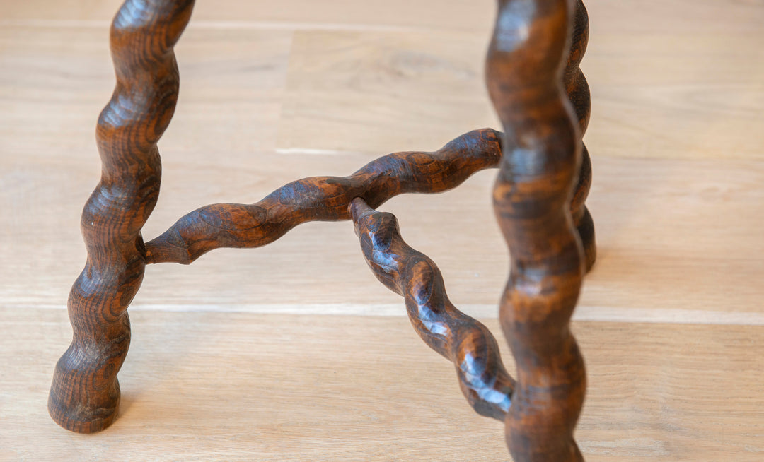 Round French Barley Twist Milking Stool, 1930s