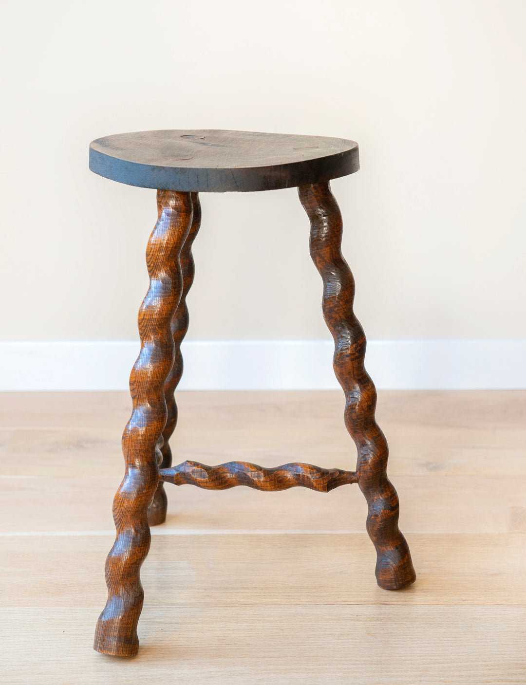 Round French Barley Twist Milking Stool, 1930s