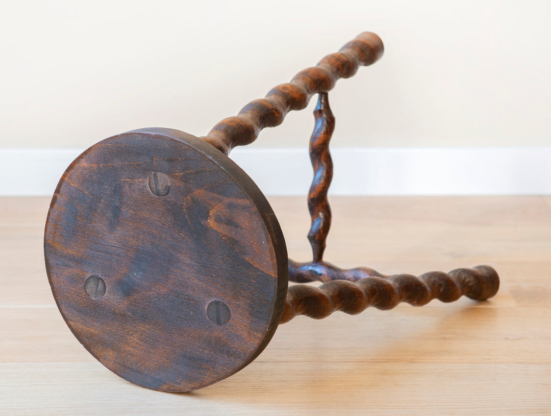 Round French Barley Twist Milking Stool, 1930s