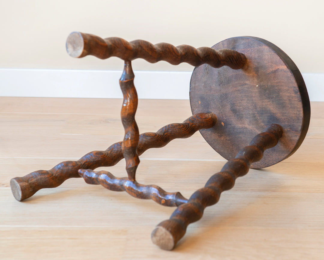 Round French Barley Twist Milking Stool, 1930s