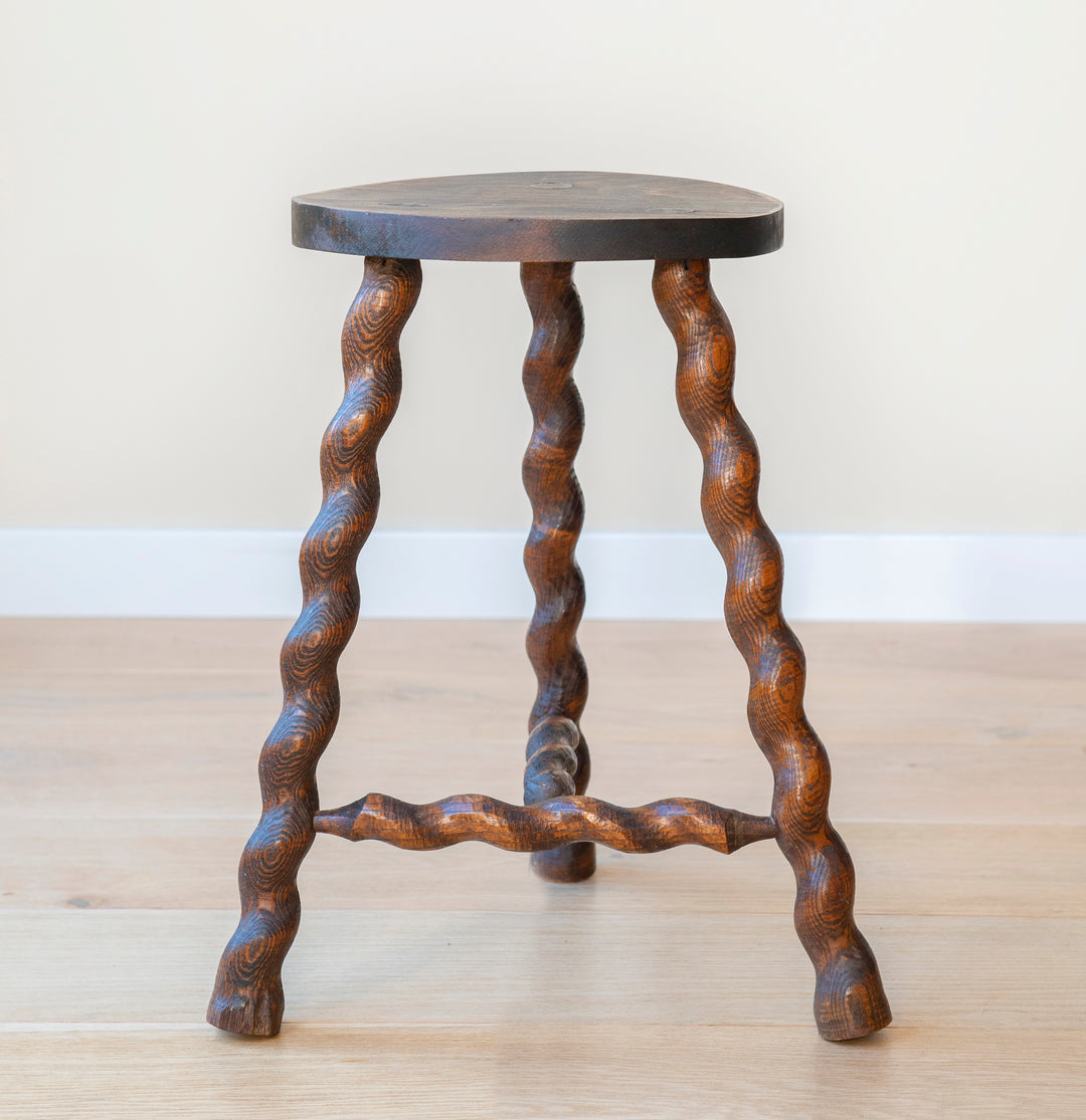 Round French Barley Twist Milking Stool, 1930s