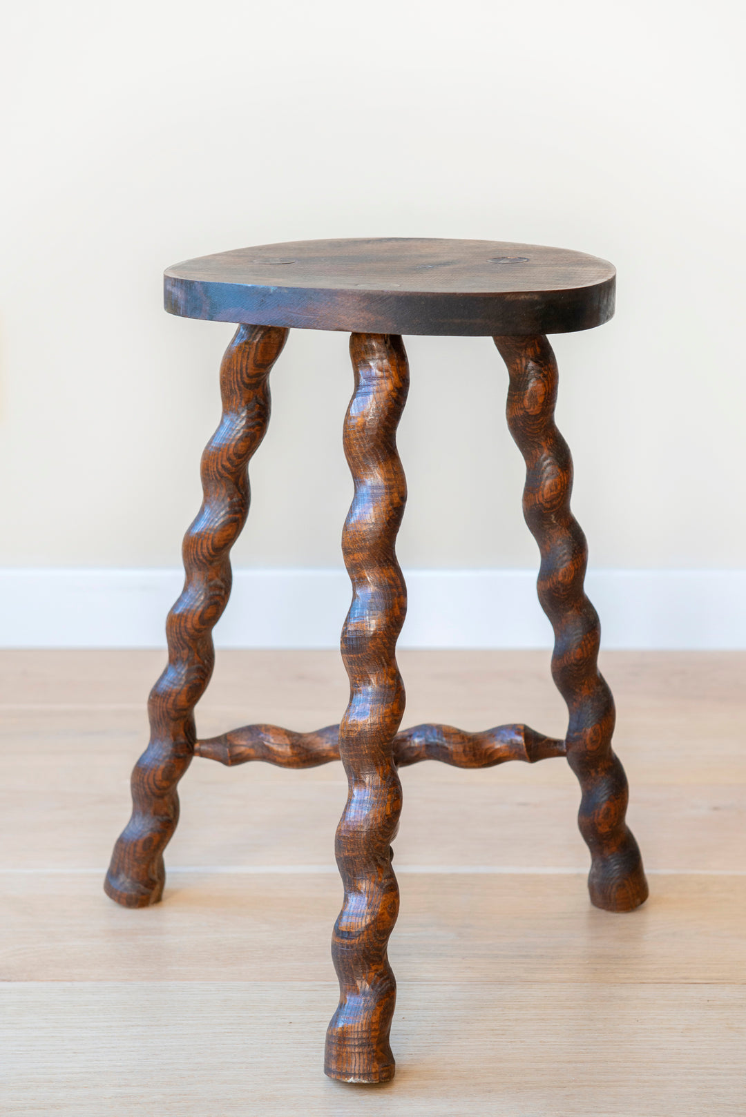 Round French Barley Twist Milking Stool, 1930s