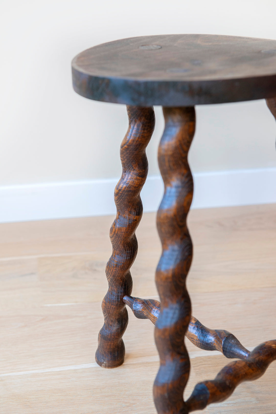 Round French Barley Twist Milking Stool, 1930s