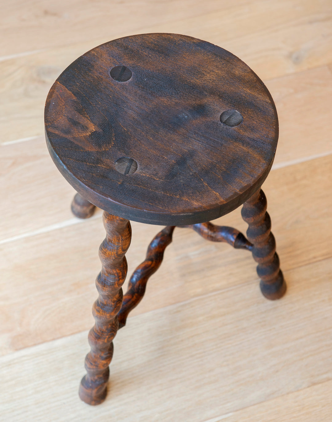 Round French Barley Twist Milking Stool, 1930s