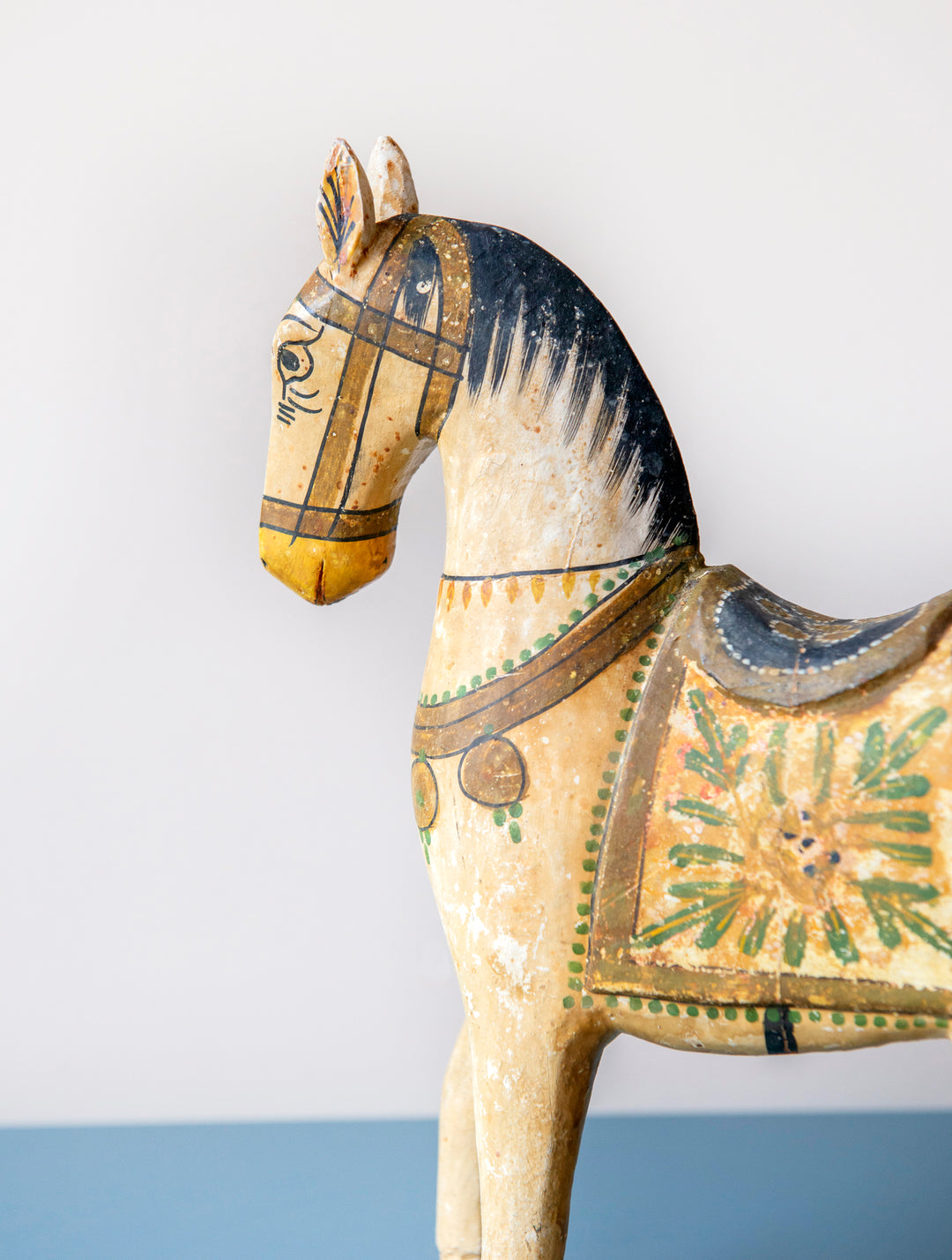 Antique Indian Ghodi Wedding Horse, Hand Painted Statue