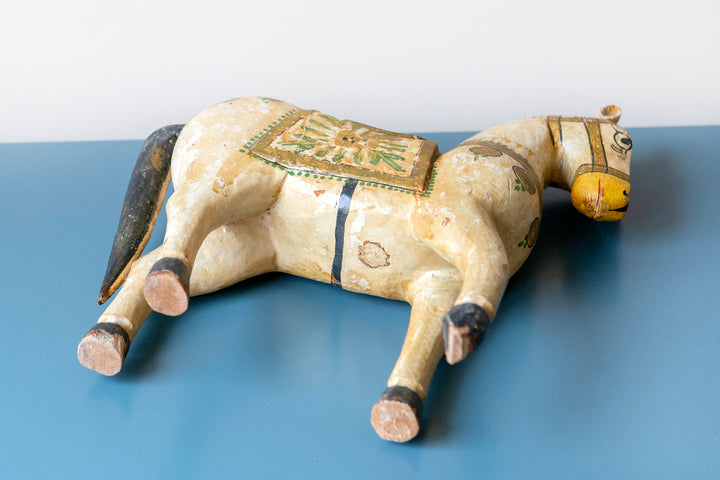 Antique Indian Ghodi Wedding Horse, Hand Painted Statue