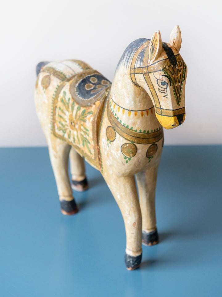 Antique Indian Ghodi Wedding Horse, Hand Painted Statue