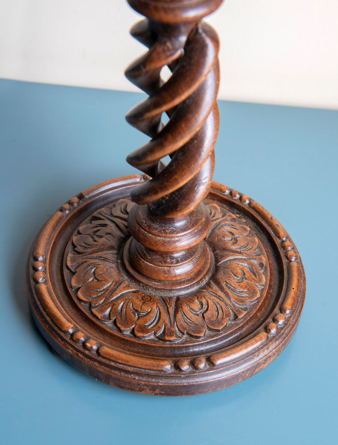 Pair of Hand Carved Barley Twist Candle Holders, 1900s