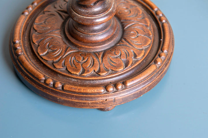 Pair of Hand Carved Barley Twist Candle Holders, 1900s