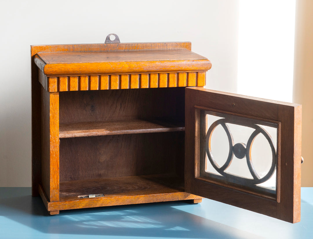 Art Deco Hanging Cabinet With Glass Window, 1920s