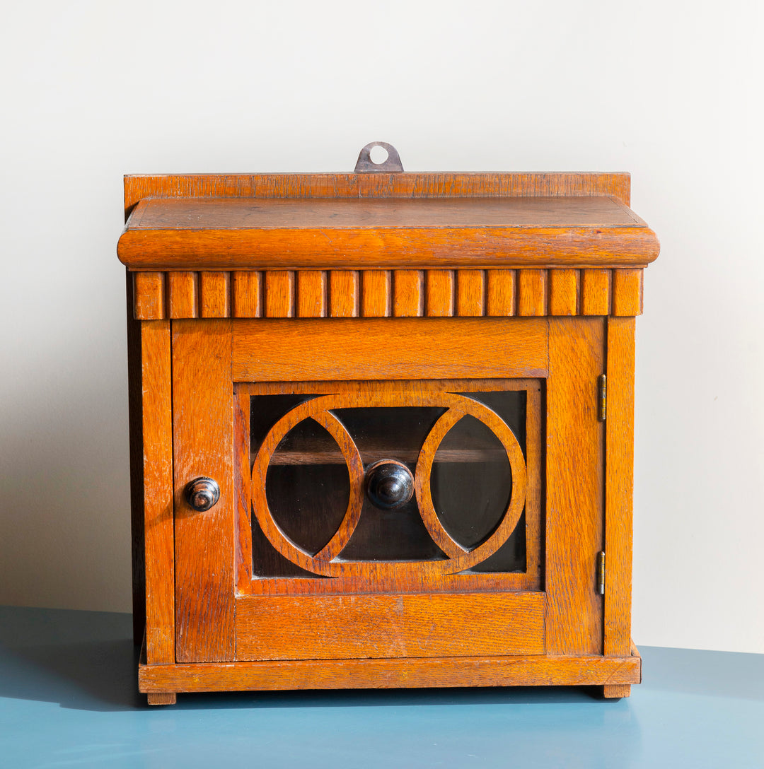 Art Deco Hanging Cabinet With Glass Window, 1920s