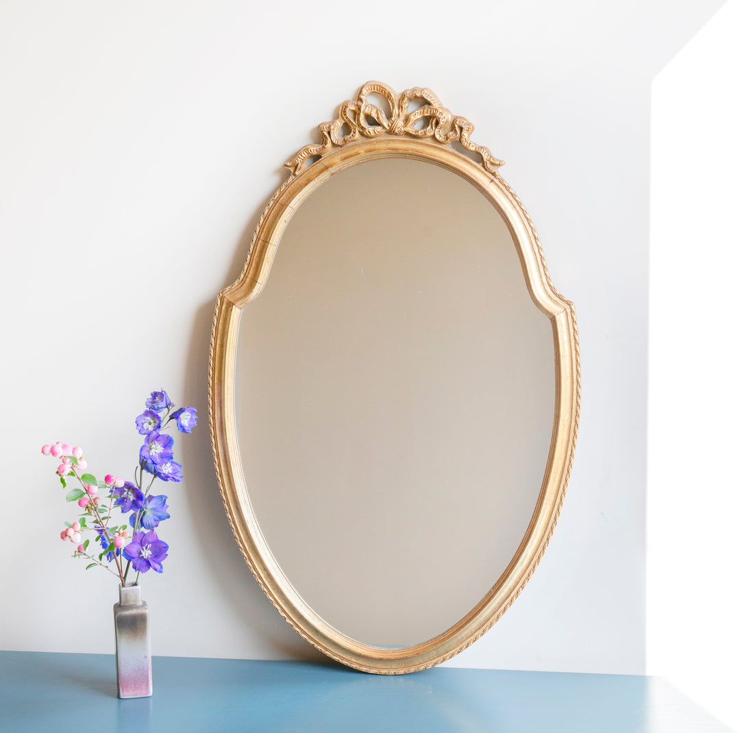 Large Golden Mirror With Bow, Deknudt, 1960s