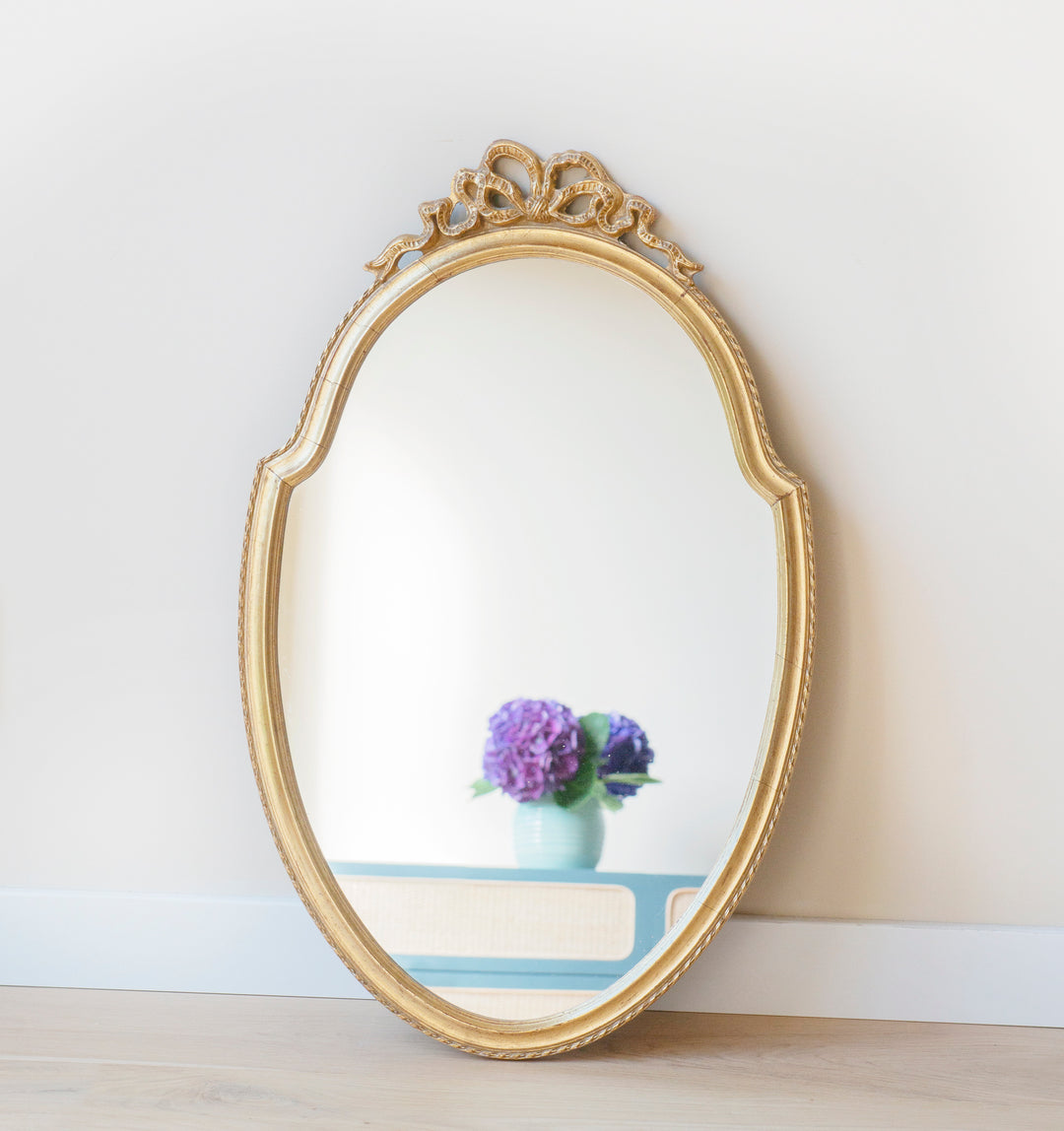 Large Golden Mirror With Bow, Deknudt, 1960s