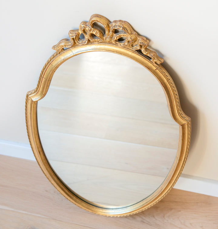 Large Golden Mirror With Bow, Deknudt, 1960s