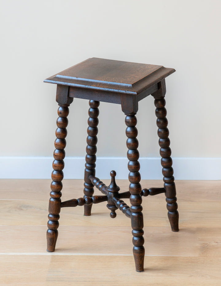 Antique Square Side Table With Bobbin Legs, 1920s