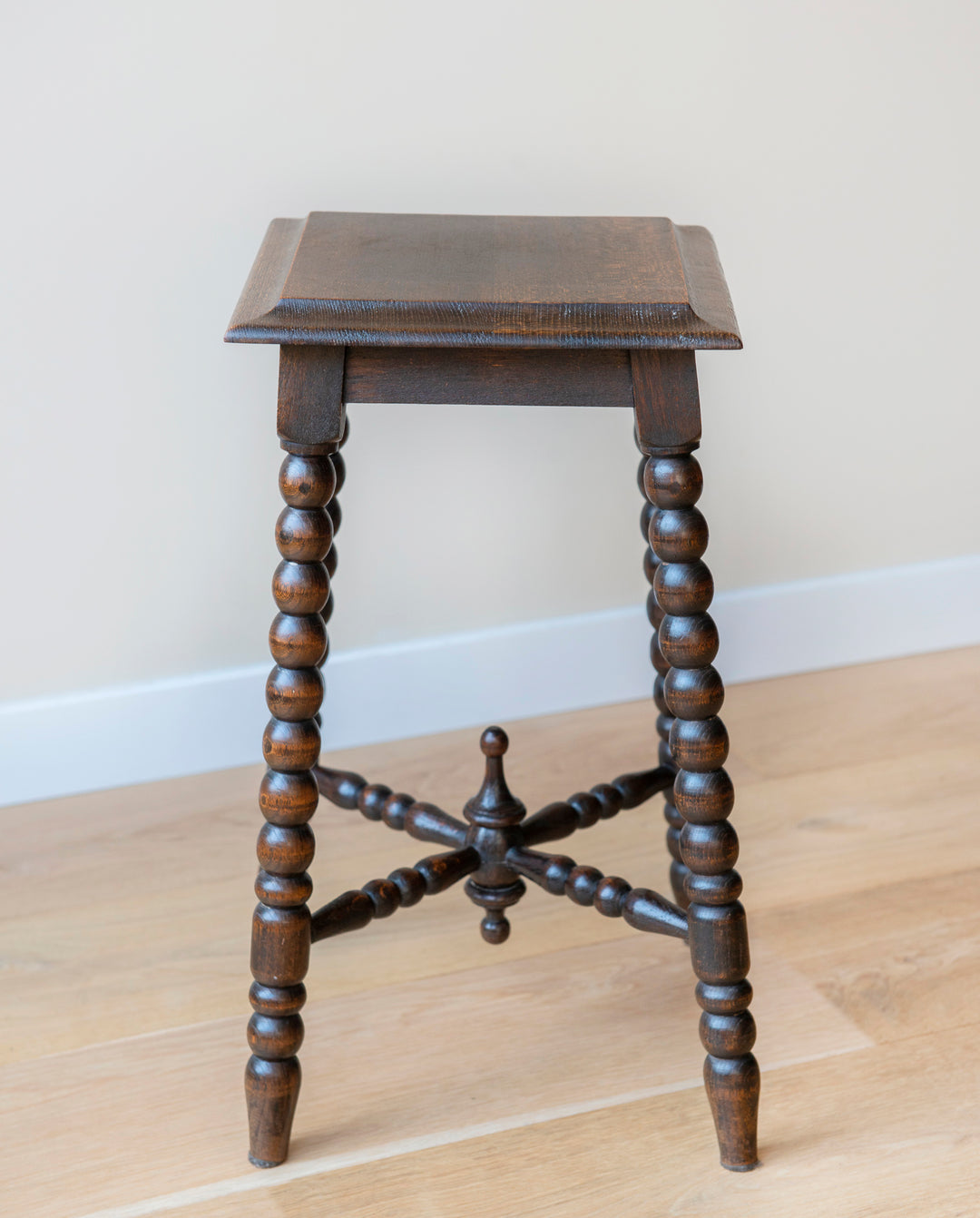 Antique Square Side Table With Bobbin Legs, 1920s