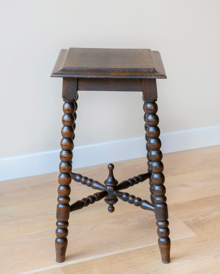 Antique Square Side Table With Bobbin Legs, 1920s