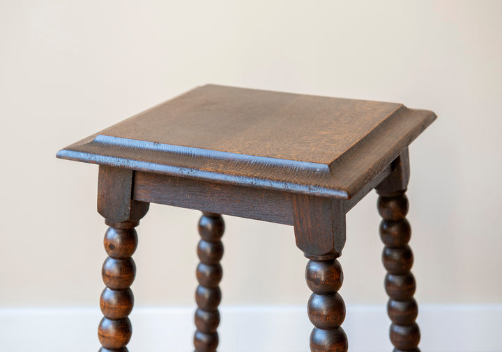 Antique Square Side Table With Bobbin Legs, 1920s