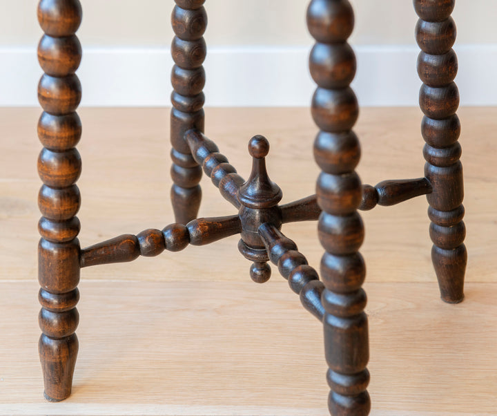 Antique Square Side Table With Bobbin Legs, 1920s