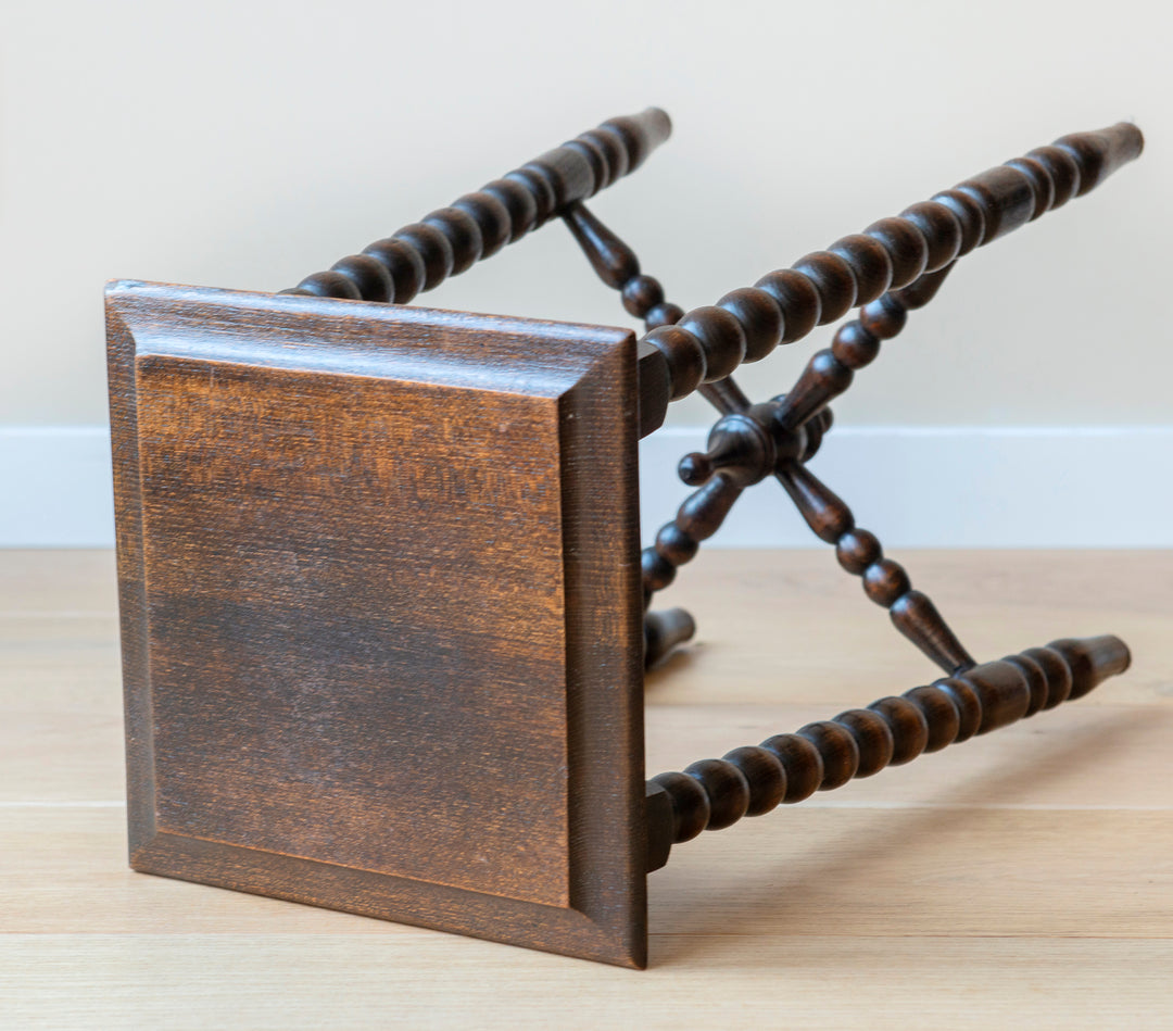 Antique Square Side Table With Bobbin Legs, 1920s