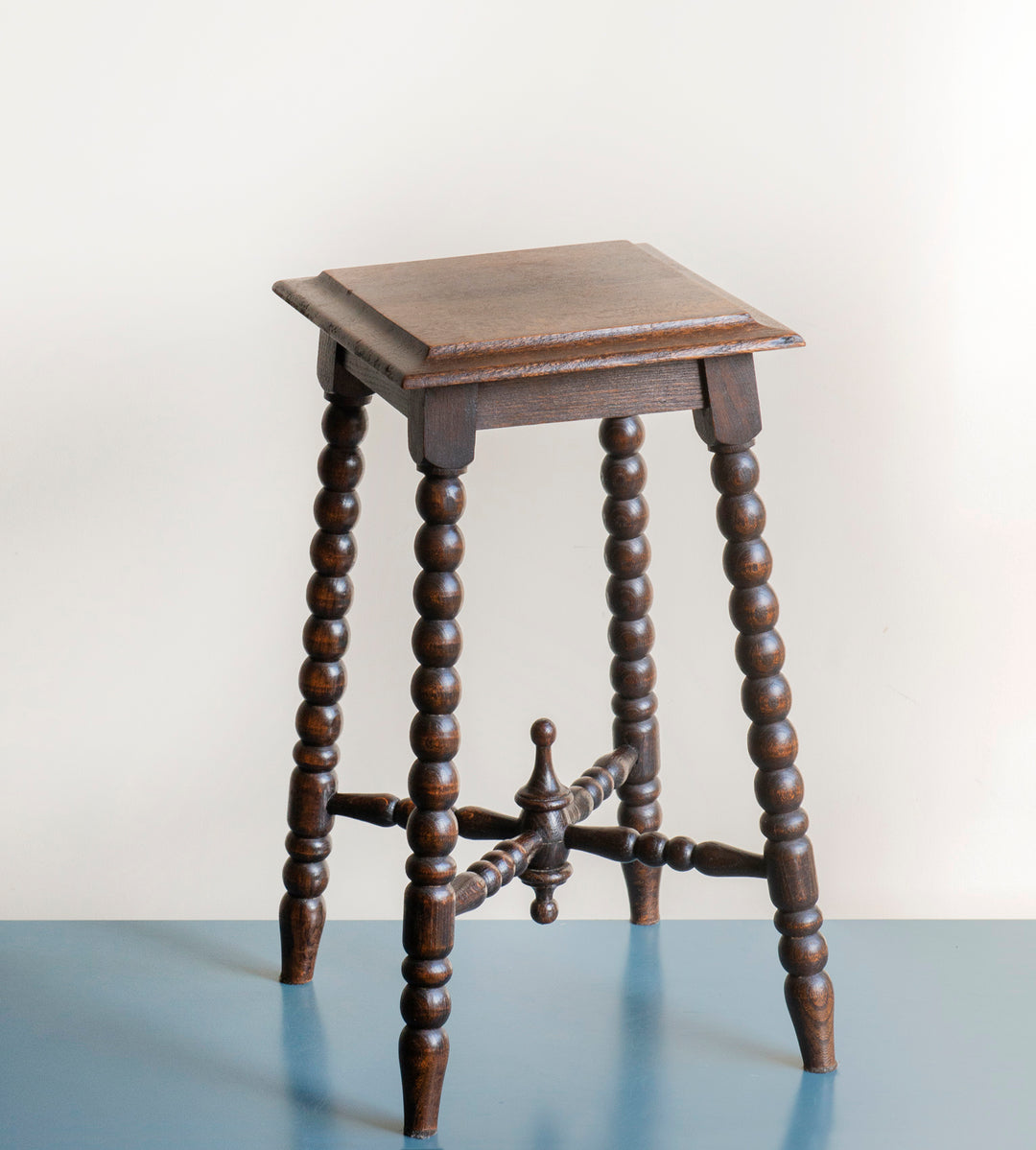 Antique Square Side Table With Bobbin Legs, 1920s