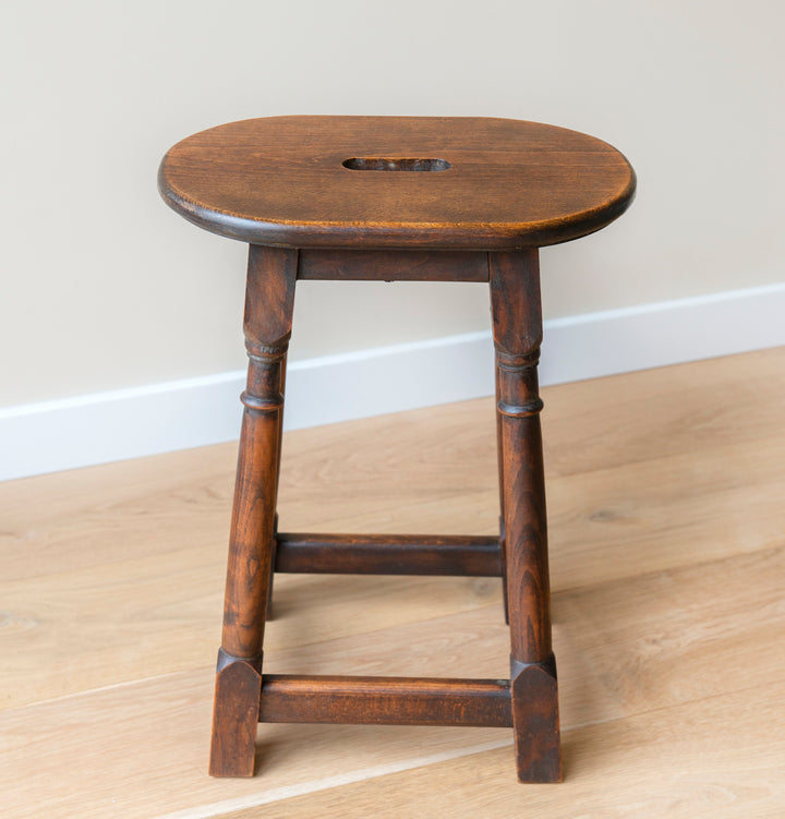 Antique French Farmers Stool, Oak Wood