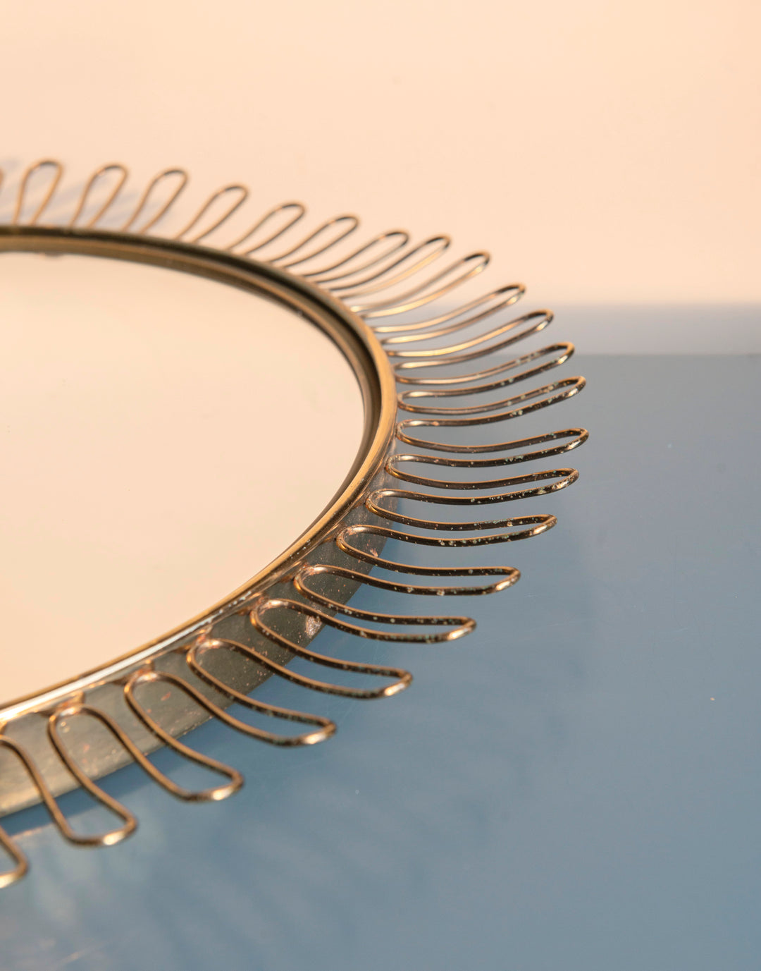 Sun Mirror With Brass Loop Edge, Attributed To Josef Frank