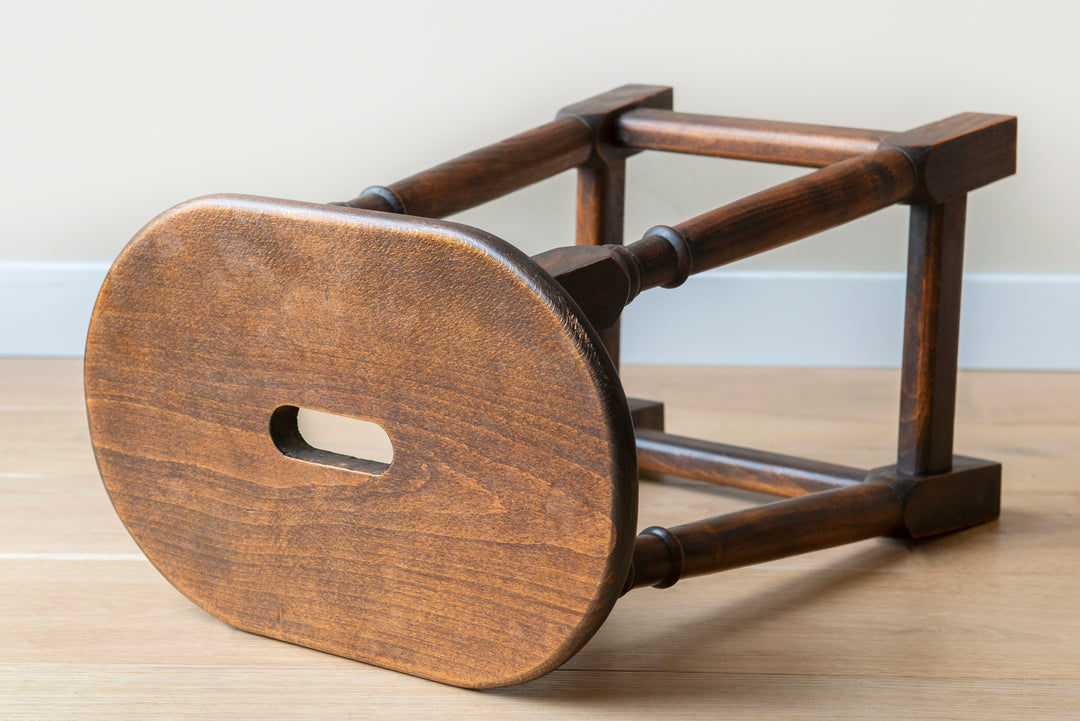 Antique French Farmers Stool, Oak Wood