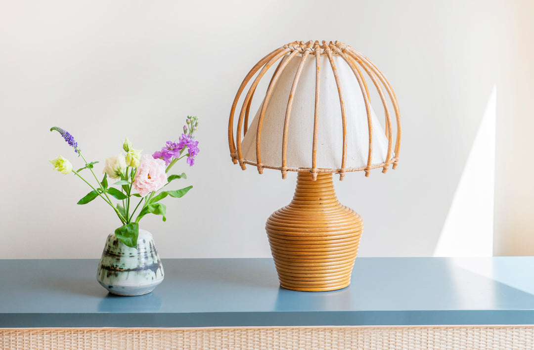 Large Bamboo Lamp by Louis Sognot, 1950s Design