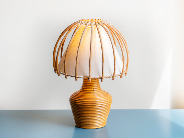 Large Bamboo Lamp by Louis Sognot, 1950s Design