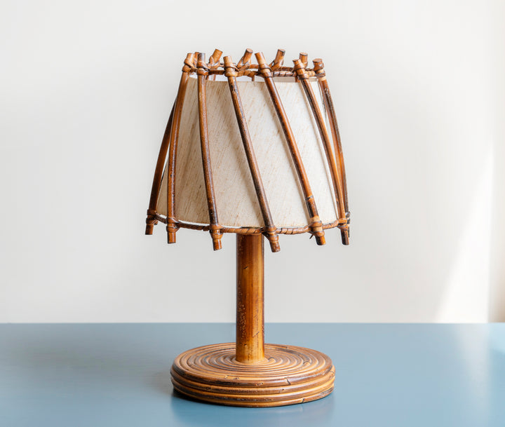 Small Bamboo Table Lamp by Louis Sognot, 1950s Design