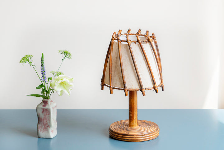 Small Bamboo Table Lamp by Louis Sognot, 1950s Design