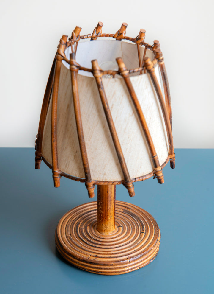 Small Bamboo Table Lamp by Louis Sognot, 1950s Design