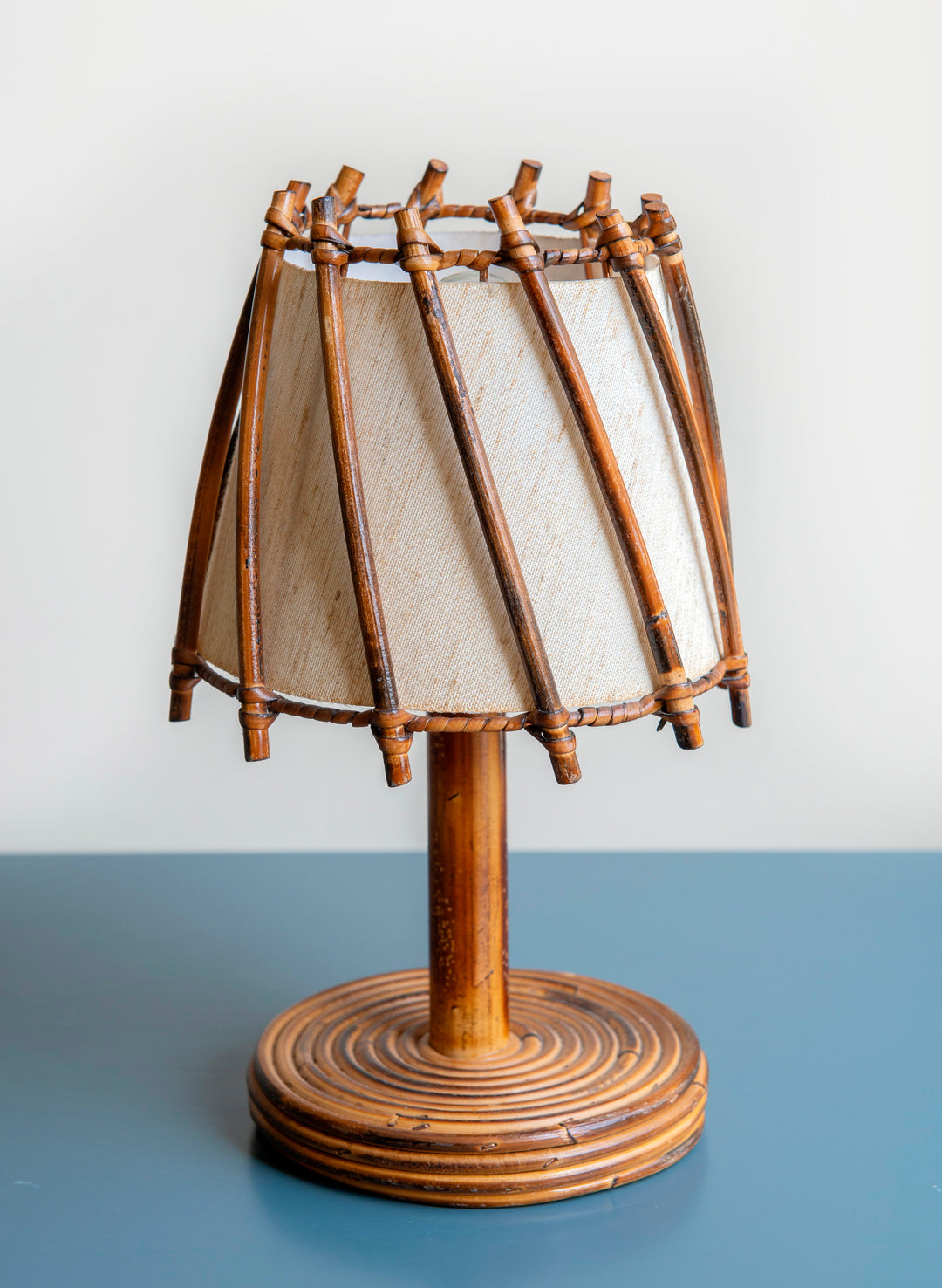 Small Bamboo Table Lamp by Louis Sognot, 1950s Design