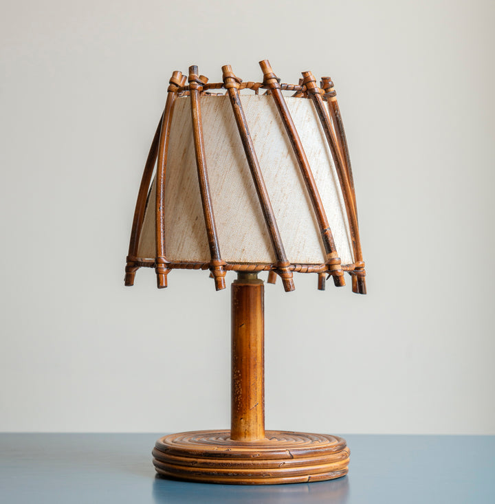 Small Bamboo Table Lamp by Louis Sognot, 1950s Design