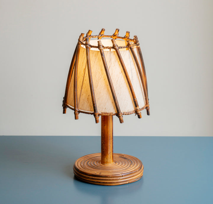 Small Bamboo Table Lamp by Louis Sognot, 1950s Design