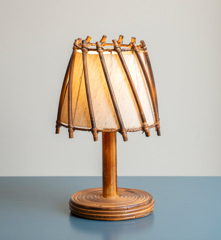 Small Bamboo Table Lamp by Louis Sognot, 1950s Design