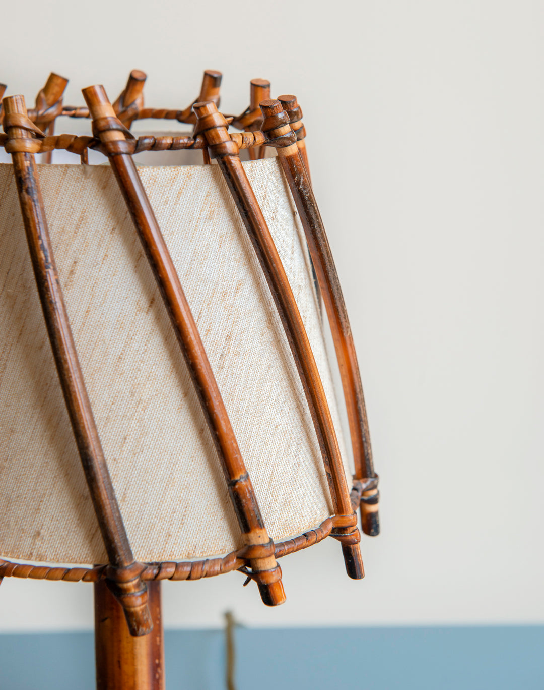 Small Bamboo Table Lamp by Louis Sognot, 1950s Design