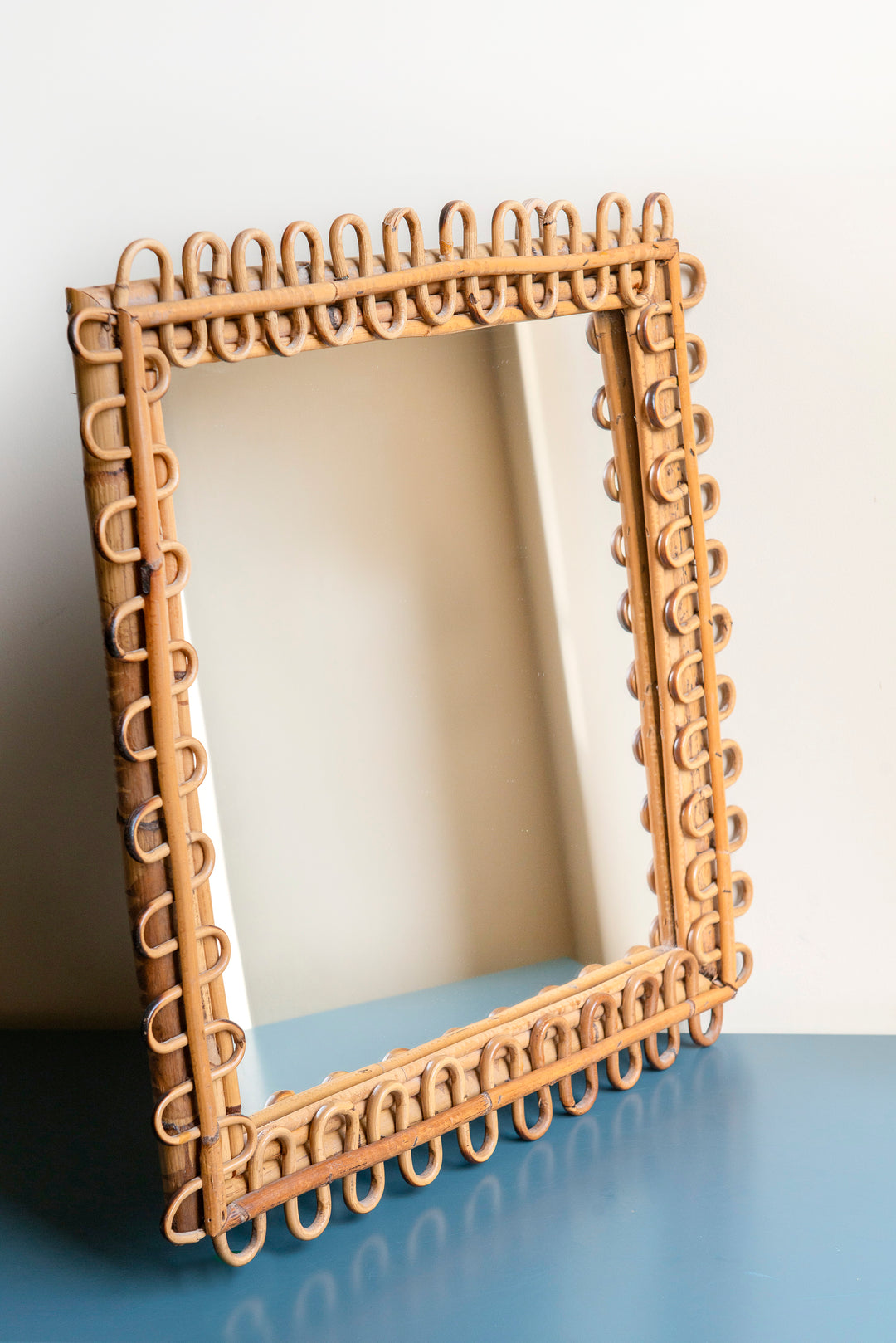 Italian Mid-Century Bamboo Mirror, Franco Albini