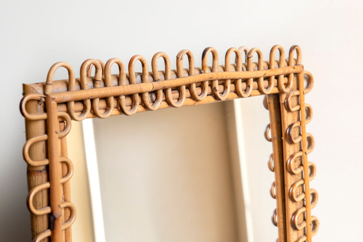 Italian Mid-Century Bamboo Mirror, Franco Albini