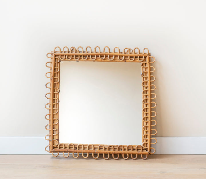 Italian Mid-Century Bamboo Mirror, Franco Albini